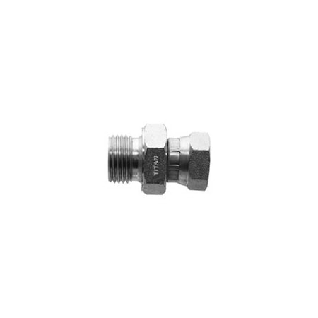 Titan Stainless British Adapter 1/4in Male BSPP x 1/4in Female BSPP Swivel SS-9015-04-04